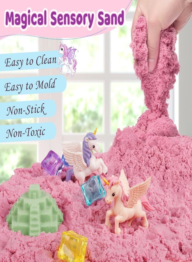 Weilim Unicorn Sensory Bin for Girl, Magic Sand Art Kit with Sandbox, Color Sand, Unicorn Fine Motor Kids Toy Christmas Birthday Gift for Toddler Ages 3 4 5 6 7 8 - Image 3